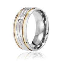 Alliance Stainless Steel Anatomic 8 mm Polished with 2-wire, 3 friezes and stone zirconia 2mm