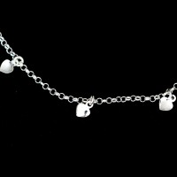 Anklet 925 Silver Hearts