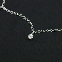 Silver 925 Portuguese Anklet with Zirconia Stone 26cm