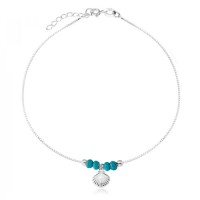 Silver Anklet 925 Turquoise Shell 25cm