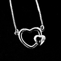 925 Silver Anklet Hearts Full and Hollow 25cm
