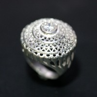 Ring Silver 925 Hat Hollow 1 Stone Zirconia