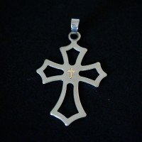 Leaked Steel Cross Pendant with Gold