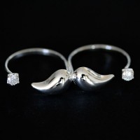 Ring 925 Silver English Mustache Adjustable Punch
