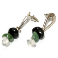Earring with Stone Tourmaline, Green Quartz and Crystal