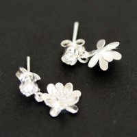 Pendientes Plata 925 Flor de Loto con Piedra Zirconia