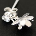 Pendientes Plata 925 Flor de Loto con Piedra Zirconia