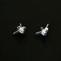 Earring 925 Silver Fashion Cross with Zirconia Stone