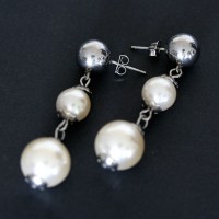 Pearl Earring Steel with Glass