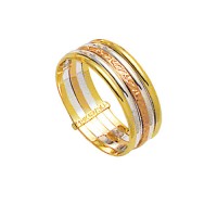 Aliana  de Ouro Amarelo, Ouro Branco e Ouro Vermelho 18k 750  Largura 7.50mm Altura 0.60mm