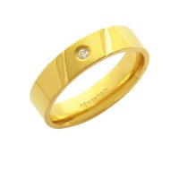 Aliana Anatmica de Ouro 18k 750 com 1 Brilhante de 2.25 Pontos Largura 5.00mm Altura 1.50mm