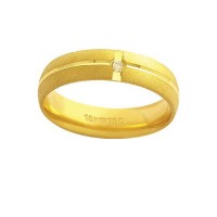 Aliana Anatmica de Ouro 18k 750 com 1 Brilhante de 2.25 Pontos Largura 5.00mm Altura 1.50mm