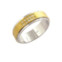 Alliance Gold and 18k White Gold 750 with 10 Brilliant 1.25 Points Width 6.00mm Height 1.50mm