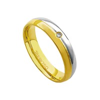 Aliana Anatmica de Ouro e Ouro Branco 18k 750 com 1 Brilhante de 2.25 Pontos Largura 4.50mm Altura 1.60mm