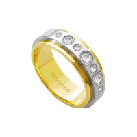 Alliance Gold and 18k White Gold 750 with 3 Brilliant 11.00Points and 4 Brilliant 2.25Points Width 7.00mm Height 2.20mm