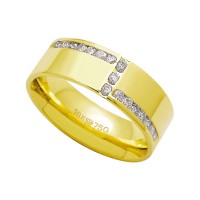 Alliance Anatomic 18k Gold 750 with 17 brilliant 2.25 Points Width 7.00mm Height 1.80mm