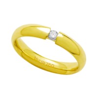 Alliance Anatomic 18k Gold 750 with 1 Brilliant 11.00 Points Width 4.00mm Height 2.00mm