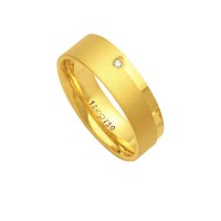 Aliana Anatmica de Ouro 18k 750 com 1 Brilhante de 2.25 Pontos Largura 6.00mm Altura 1.50mm