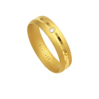 Aliana Anatmica de Ouro 18k 750 com 1 Brilhante de 3.50 Pontos Largura 5.00mm Altura 1.30mm