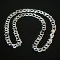 Cadena / collar de plata de un enlace doble 60 cm / enlace de 0.9 centmetros