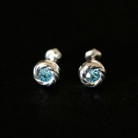 925 Silver Earring with Strass Blue Cyclone