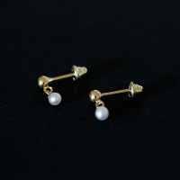 Mimo 18k Gold Earring with Pearl Cream Natural Sphere 3.00 mm
