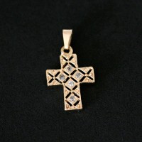 Semi Pendant Jewelry Gold Plated Cross with Zirconia Stones