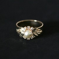Joyas de oro anillo Semi chapado perla con Rebeca