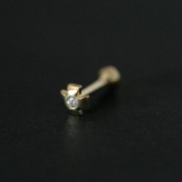 Microbel Ear Piercing 18k Gold Cross of Malta with Zirconia stones