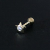 Microbel Oreja Piercing 18k Gold Star con la piedra de la Ronda 0750