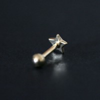 Microbel Oreja Piercing 18k Gold Star con la piedra de la Ronda 0750