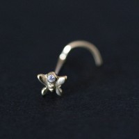 Piercing de Ouro 18k 0750 Borboleta com 1 Pedra de Zircnia