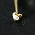 18k Gold Piercing 0750 Heart con 1 piedra de zirconia
