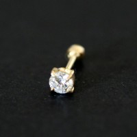 Ear Piercing Microbel 18k Gold with Round Stone 0750