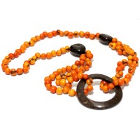 Necklace Acai orange, coconut ring and jatob
