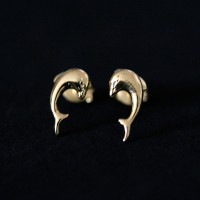 Semi Earring Jewelry Gold Plated Dolphin