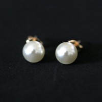 Pendientes chapado en oro Semi Joyas de perlas