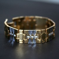 Steel Bracelet with Yellow Gold Details Worked