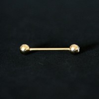 Barbell Piercing Bola w / Piedra 18k chapado en oro de 1,6 mm x 21 mm