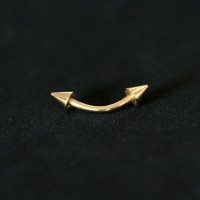 Sobrancelha Piercing Microbell Curvo Spike Banhado a Ouro 18k 1,2mm x 8mm