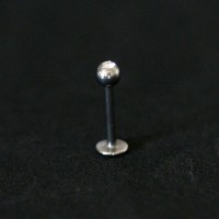 Piercing Ao Cirurgico 316L Esfera Pedra Crystal Labret Queixo 1,2mm x 8mm