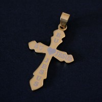 Pingente de Ao Cruxifixo com Ouro