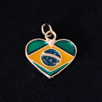 Pingente Semi Jia Folheado a Ouro Bandeira do Brasil