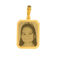Gold Plated Pendant with engraved photo / Photoengraving 19mm x 15mm