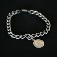 Steel Bracelet 0.7cm / 18cm with Steel Pendant with photo engraved / Photoengraving 15 mm