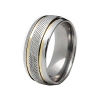 Alliance anatomical 8mm stainless steel w / 2 fillets of gold and a knurled center