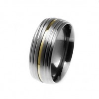 Alliance anatomical 8mm stainless steel with a fillet of gold and three friezes