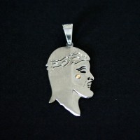 Steel Pendant Face of Christ with Gold Detail