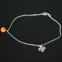 Anklet Silver 925 Clover Portuguese and Orange