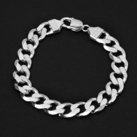 Pulseira de Prata de Elos 12 mm / Comprimento 18 cm